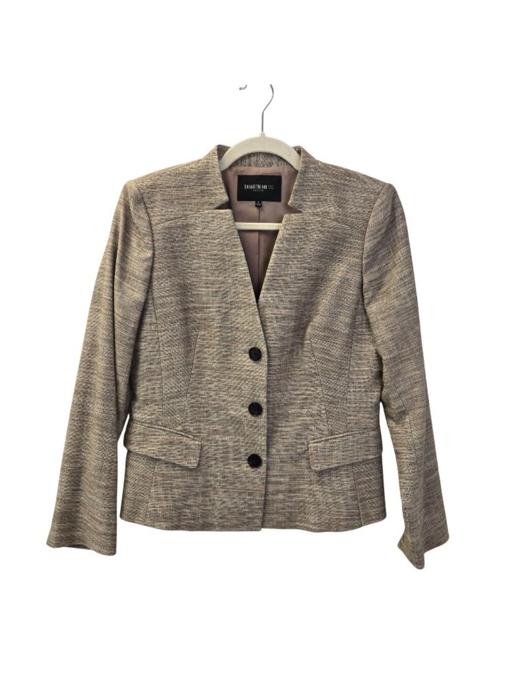 Lafayette 148 New York Linen Blend Tweed Blazer Jacket Size 8 Petite